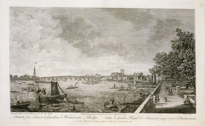 A View from Somerset Gardens to Westminster Bridge, Engraved by Johann Sebastian Mueller, 1750 by Giovanni Antonio Canal